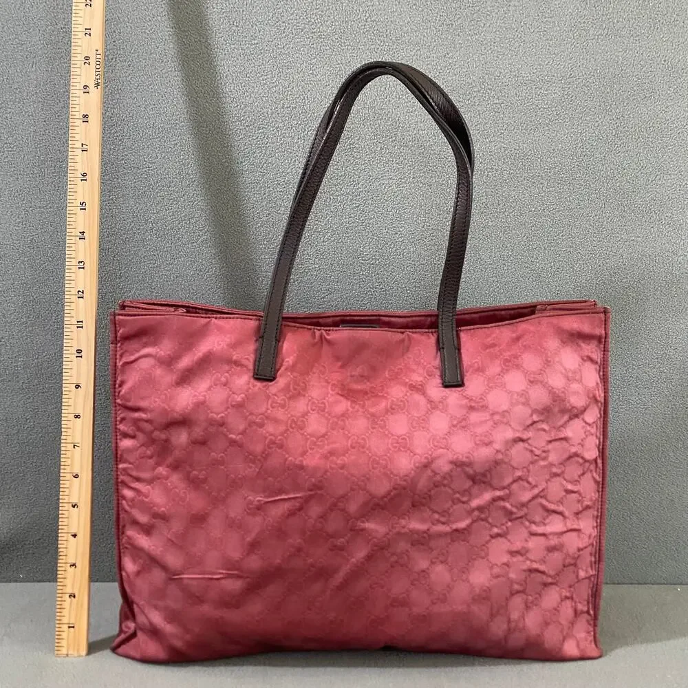 GUCCI Light Red Nylon‎ Embossed Tote Bag Project Piece 355729 467891 Princy - Picture 15 of 16